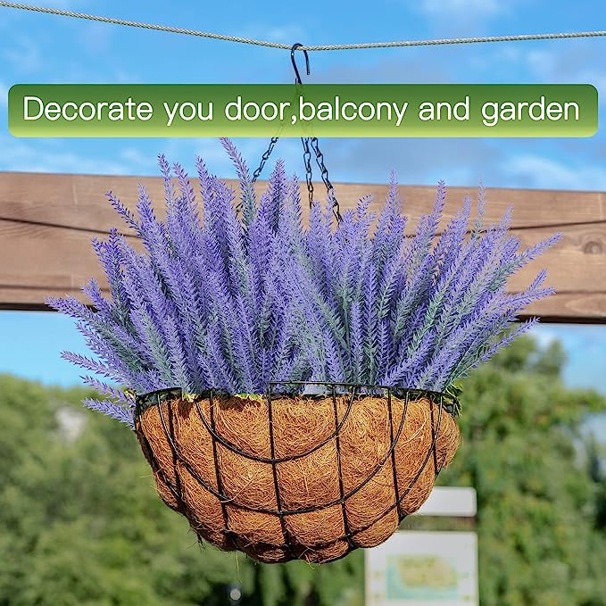 Bulk 8Pcs Lavender Flowers for Outdoors UV Resistant Faux Shrubs Greenery Decor Wholesale