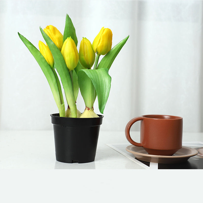Bulk Lifelike Potted Artificial Tulips Artificial Tulips in Pot Bonsai Wholesale