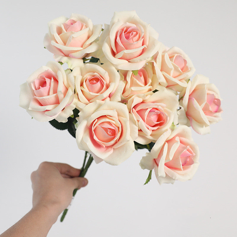 Bulk 16.5" Artificial Rose Bouquet Bush - Realistic Faux Flowers for Floral Arrangements, Home Decor, Wedding Centerpieces & DIY Crafts Wholesale