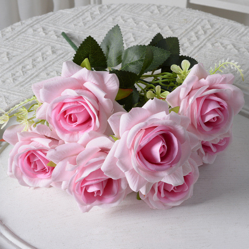Bulk 13.5" Rose Bush Bouquet Faux Silk Rose Flowers Wholesale