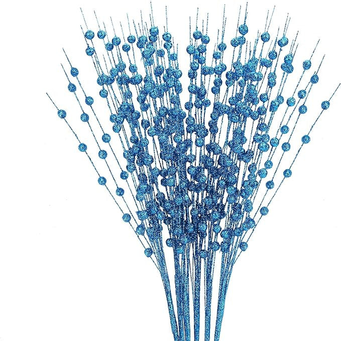 Bulk 10 Bundles 17" Artificial Glitter Holy Berry Stems Christmas Picks Wholesale