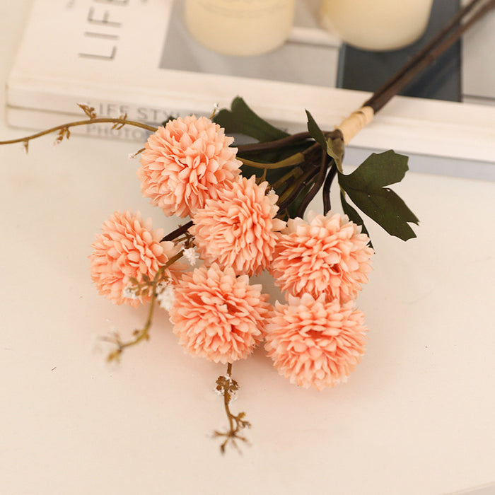 Bulk 12.2" Small Artificial Pom Pom Mums Bouquet Realistic Autumn Flowers for Fall Decor Thanksgiving Tabletop Wreath DIY Whoelsale