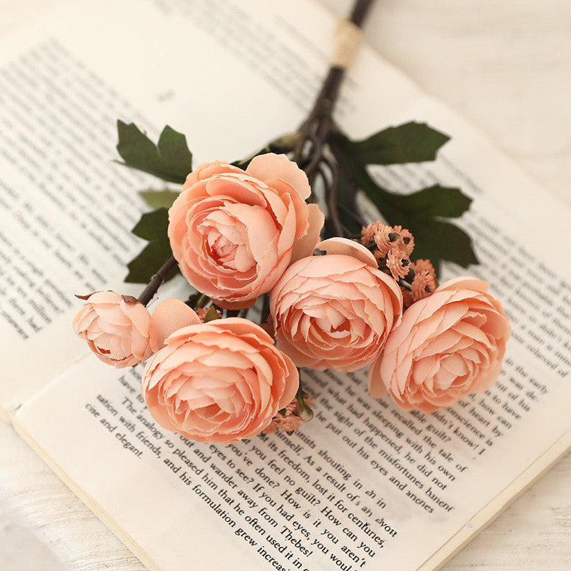 Bulk 12.5" Artificial Autumn Ranunculus Bouquet Realistic Fall Flowers for Fall Decor Thanksgiving Tabletop Wreath DIY Wholesale