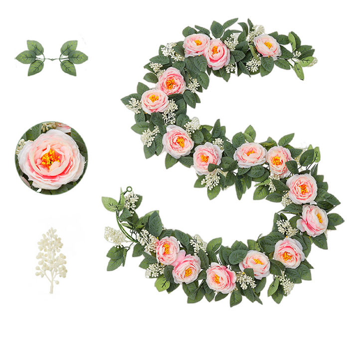 Bulk 2pcs 13 Feet Tall Artificial Eucalyptus Garland With Fake Roses for Wedding Party Room Wholesale