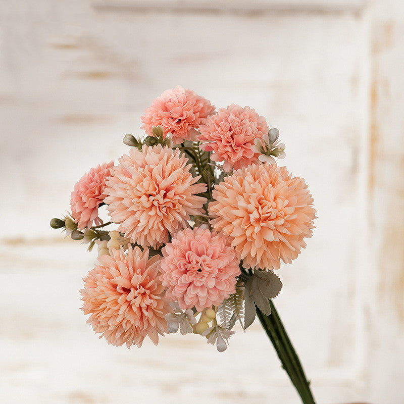 Bulk 12.4" Artificial Mixed Bouquet with Pompon Chrysanthemums, Dahlias and Berries Wholesale