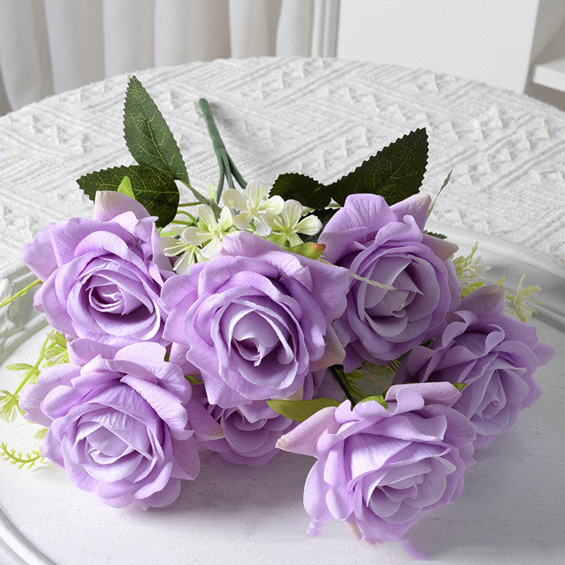 Bulk 13.5" Rose Bush Bouquet Faux Silk Rose Flowers Wholesale