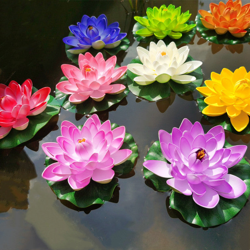 Lot de 7 grandes fleurs de lotus artificielles flottantes pour étangs, fleurs pour l'extérieur 