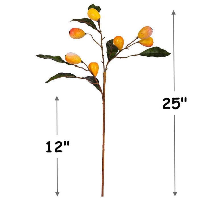 Bulk 25" Loquat Spray Branches Artificial Fruits Twigs Fall Floral Landscaping Decoration Wholesale