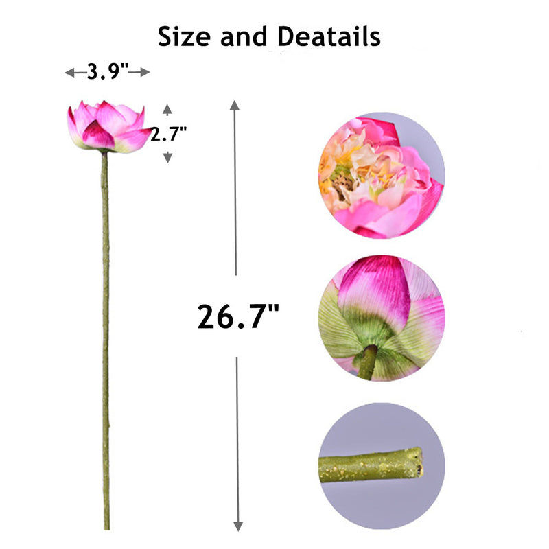 Bulk 6Pcs 26.7" Lotus Bouquet Long Stems Artificial Lotus Flower Arrangements Wholesale
