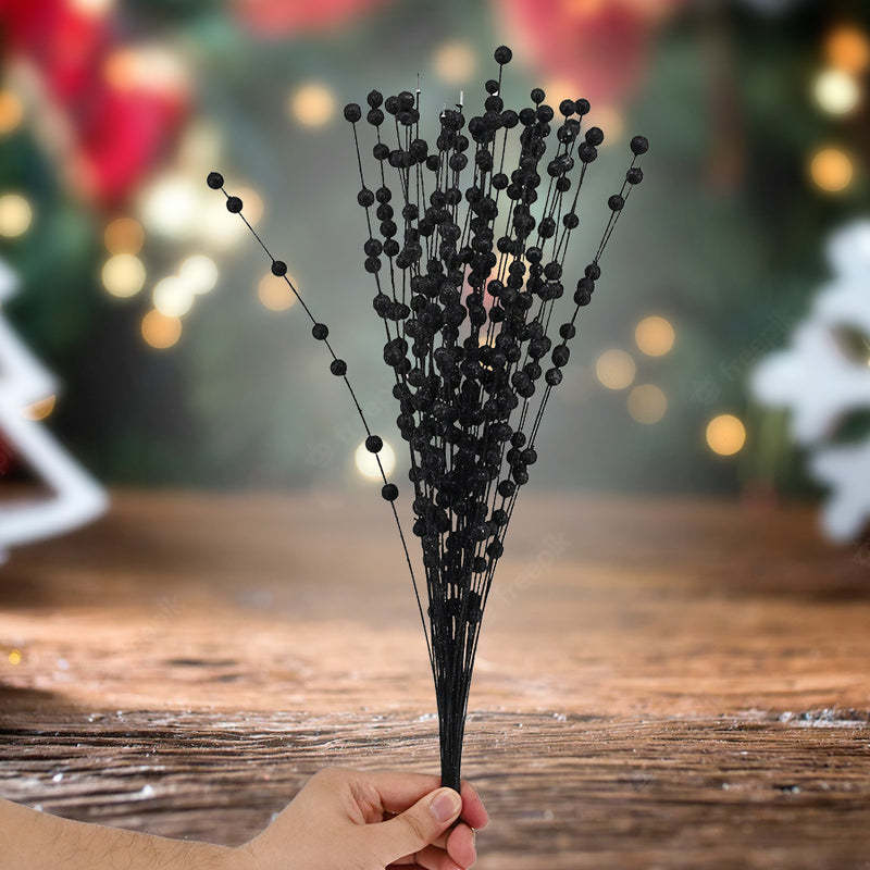 Bulk Update 50 Stems Christmas Glitter Berry Bush Ornaments for Christmas Tree Wreath Crafts Wholesale