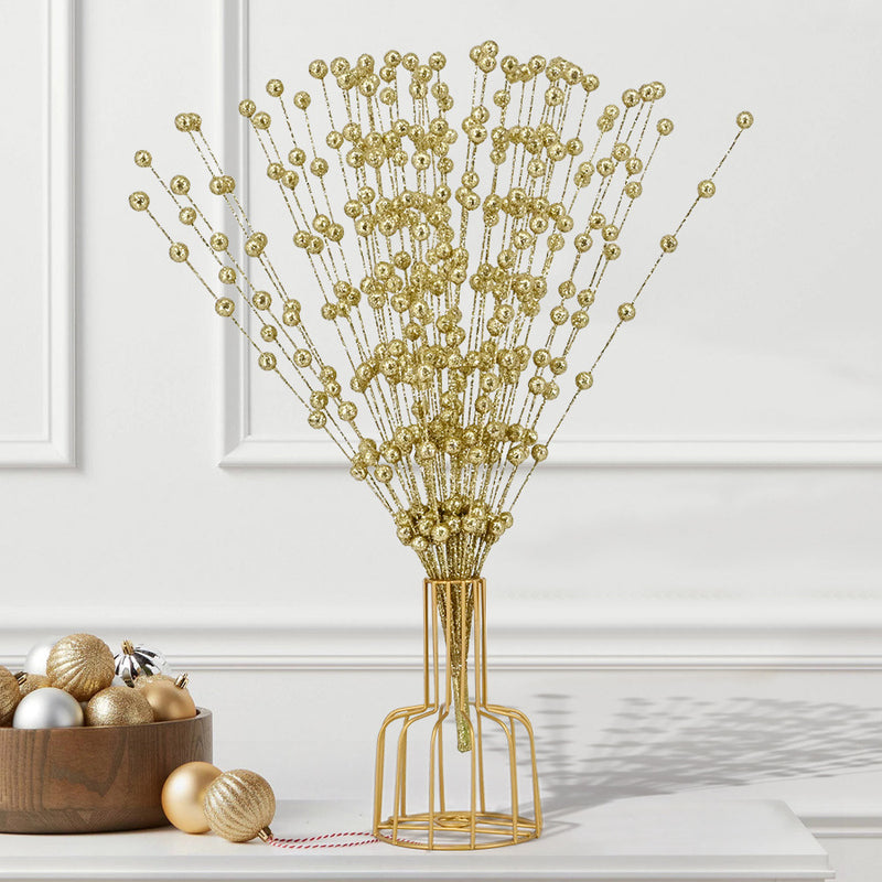 Bulk Update 50 Stems Christmas Glitter Berry Bush Ornaments for Christmas Tree Wreath Crafts Wholesale