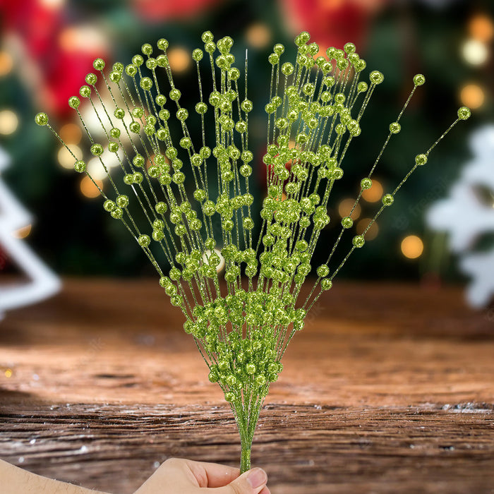 Bulk Update 50 Stems Christmas Glitter Berry Bush Ornaments for Christmas Tree Wreath Crafts Wholesale