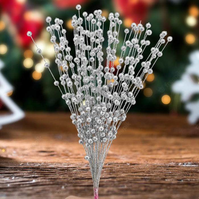 Bulk Update 50 Stems Christmas Glitter Berry Bush Ornaments for Christmas Tree Wreath Crafts Wholesale