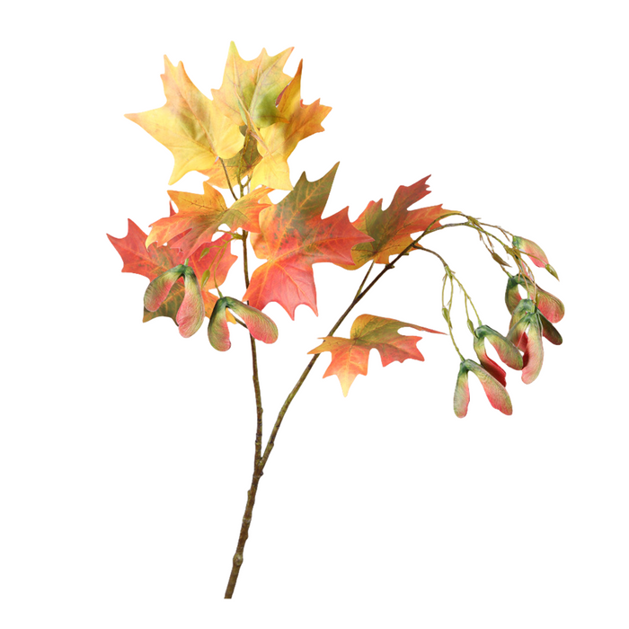 Bulk 29.5" Artificial Maple Leaf Stems with Samara - Fall Decor for Home, Thanksgiving, Party Wholesale