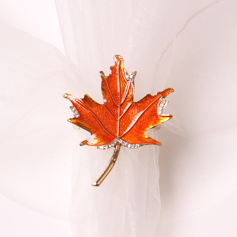 Lot de 6 ronds de serviette en fausses feuilles d'érable pour Thanksgiving d'automne en gros