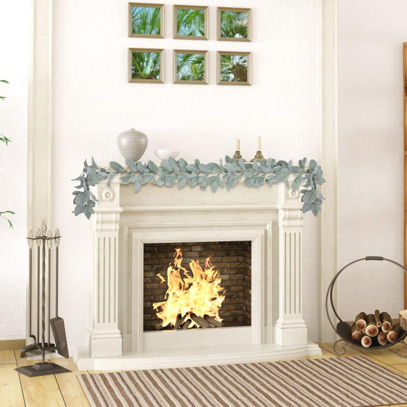 Bulk 2pcs 13 Ft Artificial Flocked Lambs Ear Garland Silver Ragwort Foliage Garland Wholesale