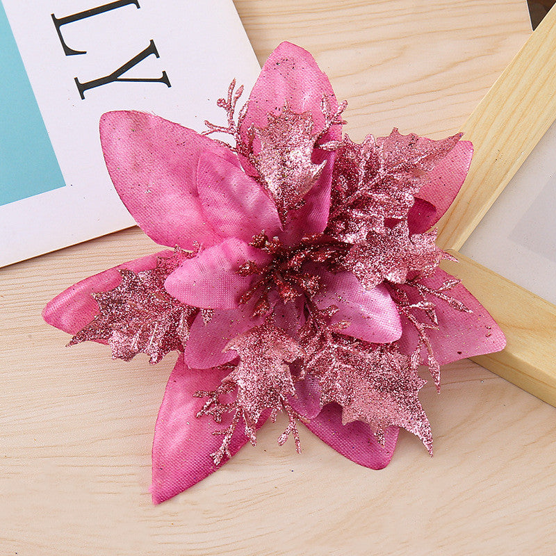 Bulk 14 Colors 6" Glitter Poinsettia Artificial Christmas Flowers Xmas Tree Ornaments Wholesale