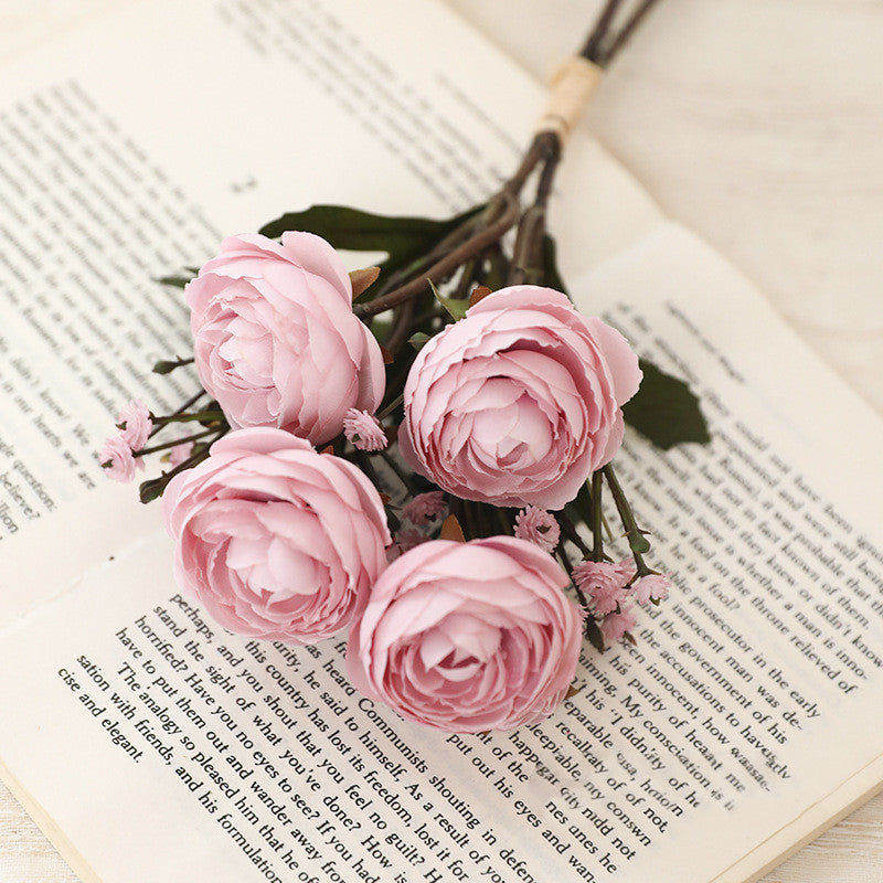 Bulk 12.5" Artificial Autumn Ranunculus Bouquet Realistic Fall Flowers for Fall Decor Thanksgiving Tabletop Wreath DIY Wholesale