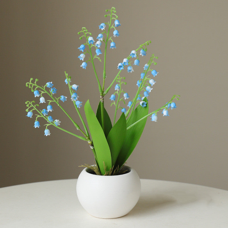 Bulk Mini Artificial Flowers in Vase Soft Rubber Lily of The Valley Bonsai Wholesale