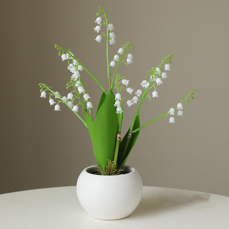 Bulk Mini Artificial Flowers in Vase Soft Rubber Lily of The Valley Bonsai Wholesale