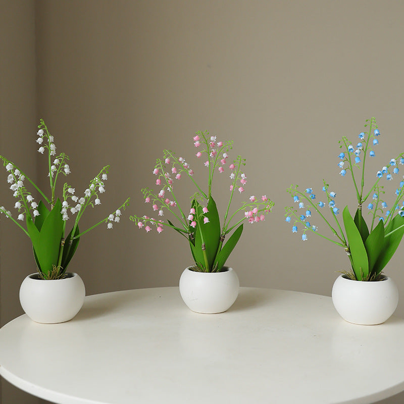 Bulk Mini Artificial Flowers in Vase Soft Rubber Lily of The Valley Bonsai Wholesale