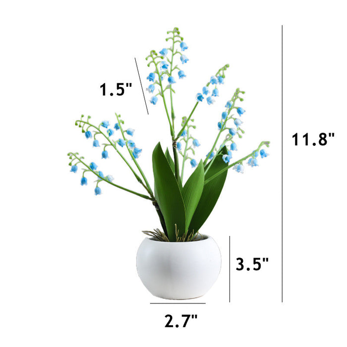 Bulk Mini Artificial Flowers in Vase Soft Rubber Lily of The Valley Bonsai Wholesale