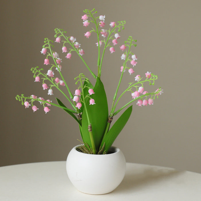 Bulk Mini Artificial Flowers in Vase Soft Rubber Lily of The Valley Bonsai Wholesale