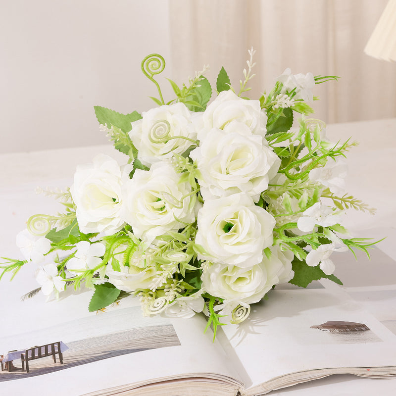 Bulk 11" Mini Rose Bush Bouquet for Table Centerpiece DIY Floral Wholesale