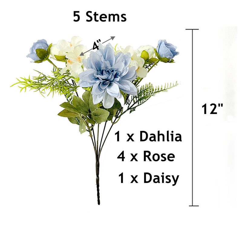 Bulk 12" Mini Size Dahlia Mix Bush Rose Silk Flowers Artificial Wholesale