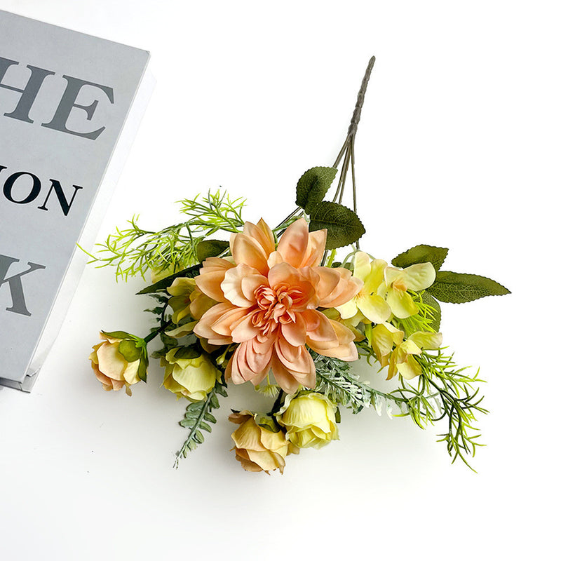 Bulk 12" Mini Size Dahlia Mix Bush Rose Silk Flowers Artificial Wholesale