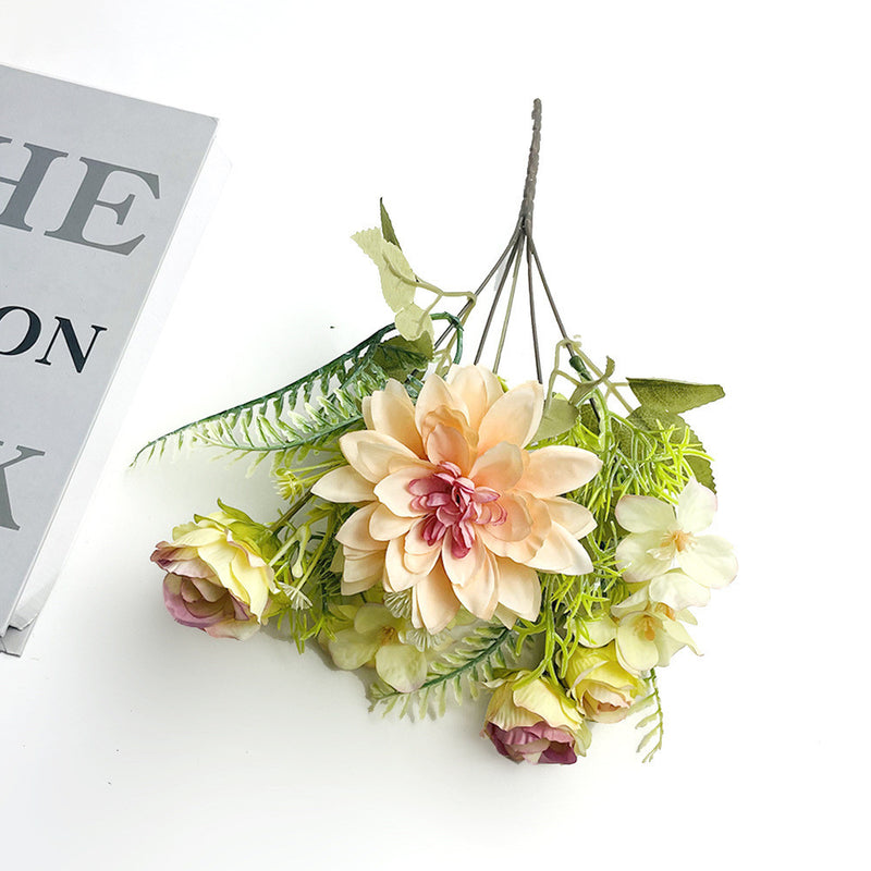 Bulk 12" Mini Size Dahlia Mix Bush Rose Silk Flowers Artificial Wholesale