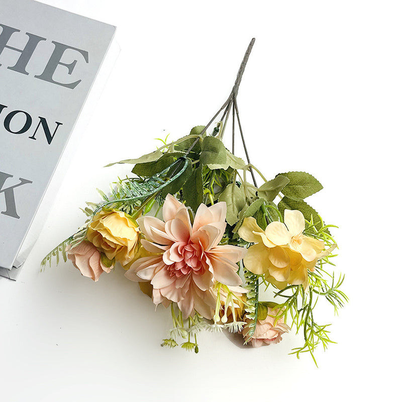 Bulk 12" Mini Size Dahlia Mix Bush Rose Silk Flowers Artificial Wholesale