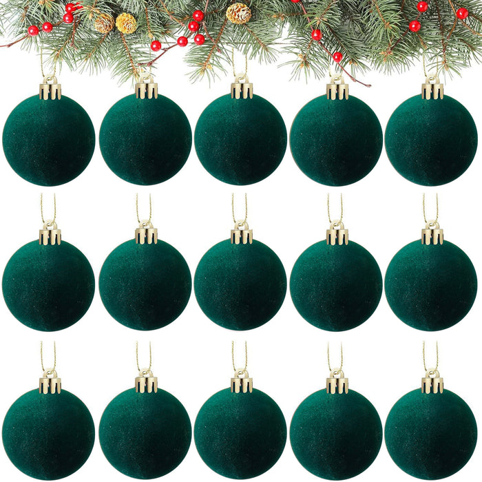 Bulk 15pcs 2.3" Velvet Christmas Ball Ornaments - Soft Plush Holiday Tree Decor Wholesale