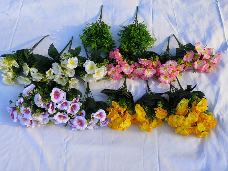 Bulk Colorful Morning Glory UV Sun Resistant Realistic Faux Flower for Planter Porch Patio Yard Balcony Wholesale