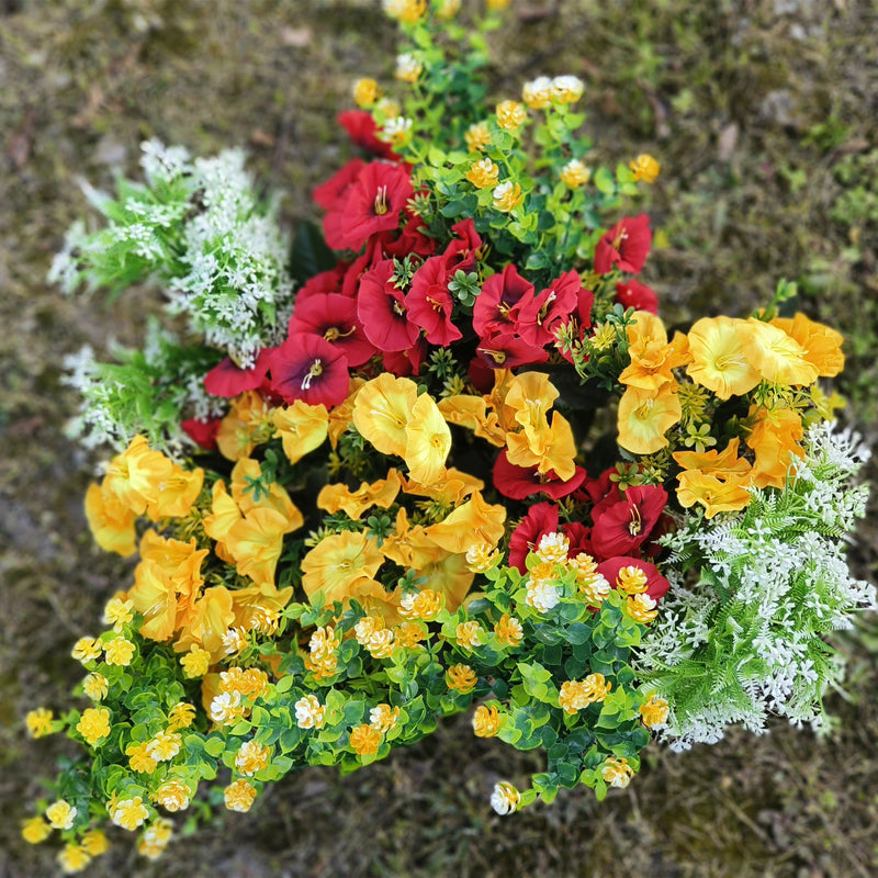 Bulk Colorful Morning Glory UV Sun Resistant Realistic Faux Flower for Planter Porch Patio Yard Balcony Wholesale