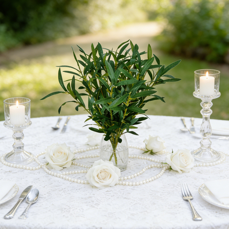 Bulk 20pcs 19.7 Inches Artificial Olive Leaves Stems Faux Greenery Branches for DIY Wholesale