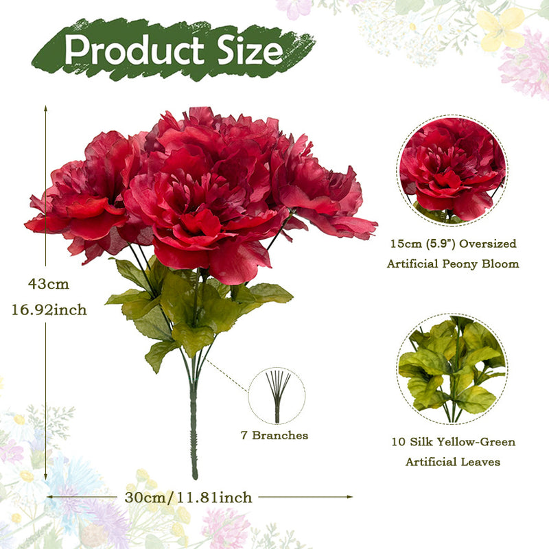 Bulk Artificial Peony Bush Bouquet - Fall Decor, Faux Flower Arrangement for Autumn Home Decoration Whoelsale