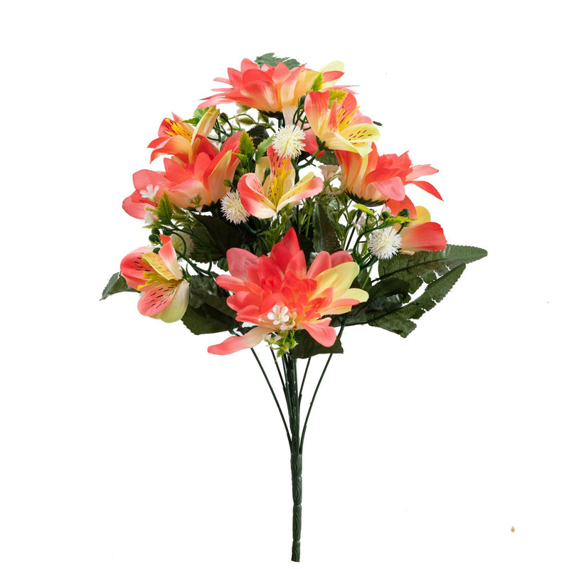 Bulk 18" Artificial Cemetery Dahlia Flower Bush for Graves Memorial Day Decor