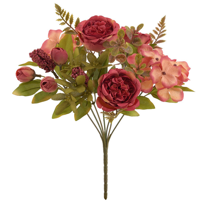 Bulk 12.5" Mixed Flowers Arrangement Peony Rose Bud Hydrangea Bush Bouquet Wholesale
