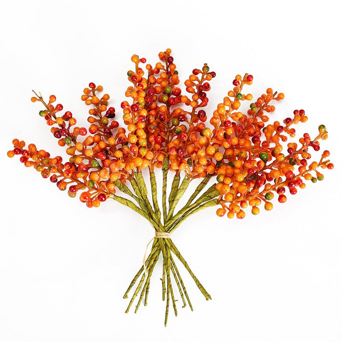 Bulk 12pcs 9 inches Tall Gradient Orange Berries Autumn Decoration Wholesale