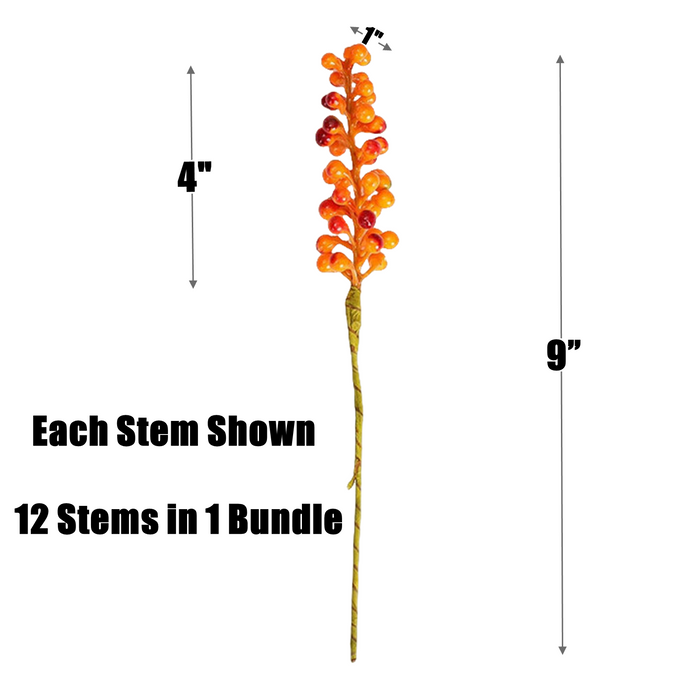 Bulk 12pcs 9 inches Tall Gradient Orange Berries Autumn Decoration Wholesale