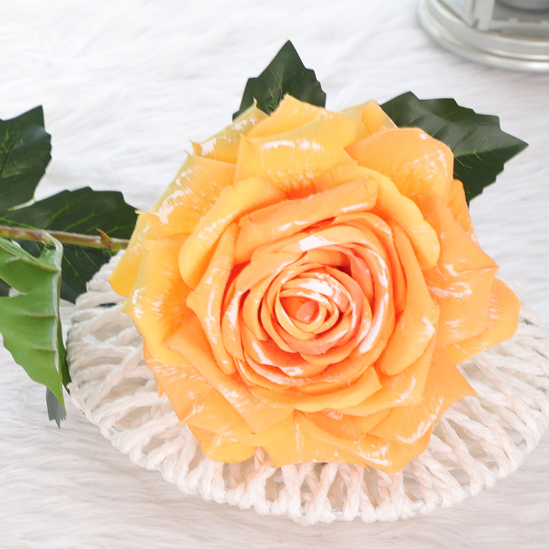 Bulk 3Pcs Vintage 1970s Theme Wedding Rose Stems Silk Flowers Oil Painting Rose Arrangement Wholesale