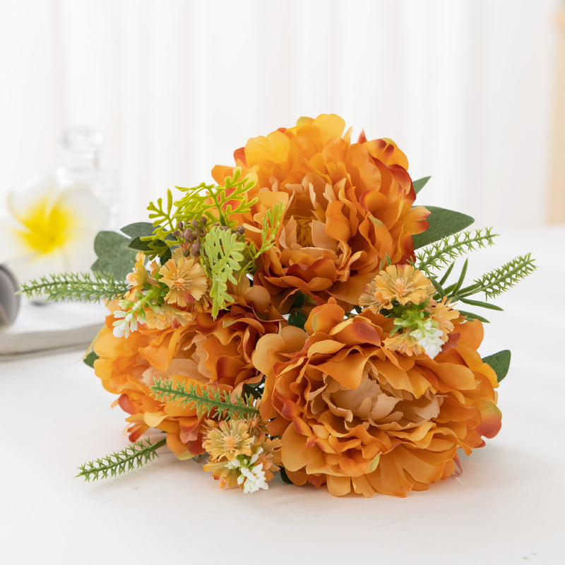 Bulk 12.6” Faux Silk Peony Bush Flowers Ideal for Wholesale & DIY Projects