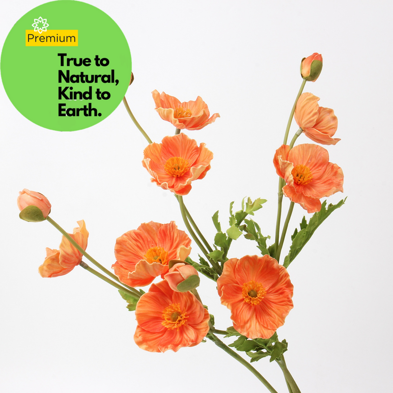 Premium Real Touch Poppy Flower Stem - 14"