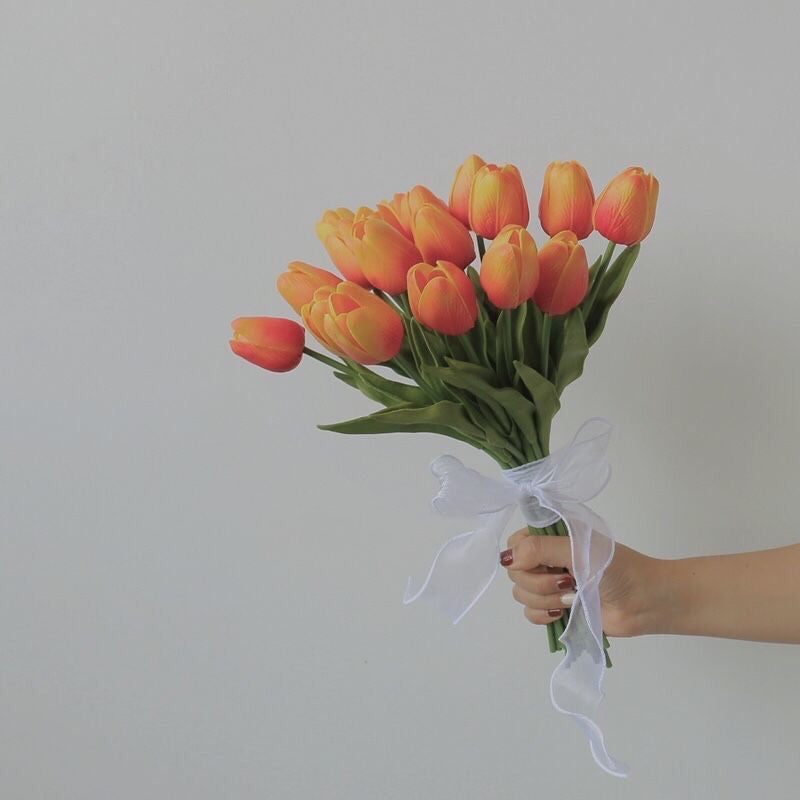 Bouquet de mariage de tulipes en vrac de 9 pouces Bouquets de mariage de couleur neutre en gros