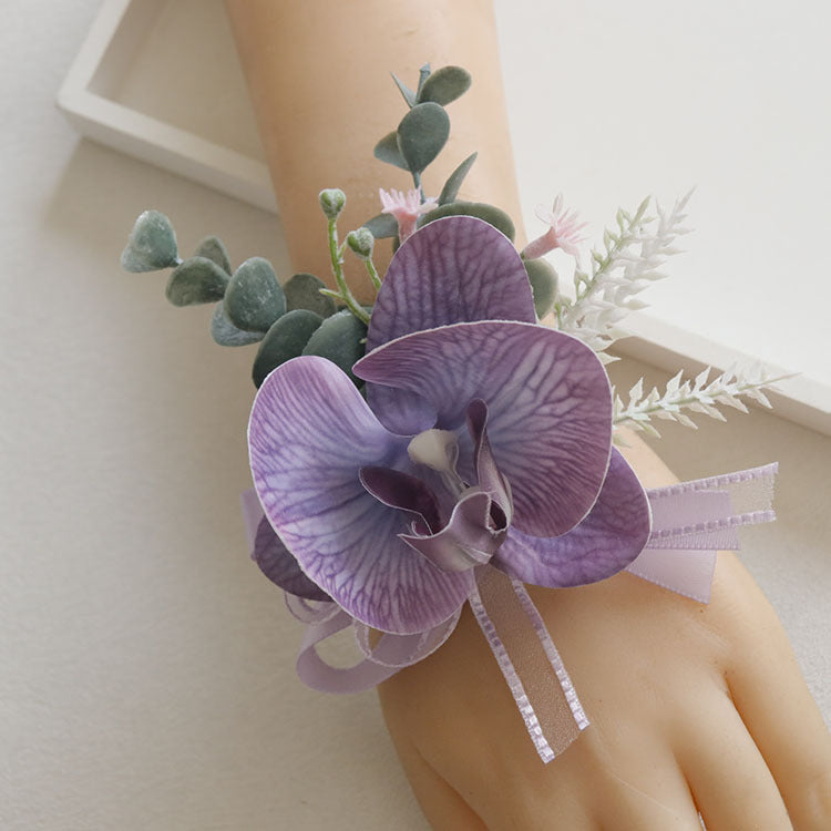 Vente en gros de corsages de poignet faits à la main avec des orchidées violettes