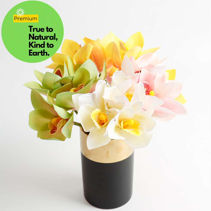 AM Basics 10" Primavera Cymbidium Orquídeas Tallo Real Touch Flor