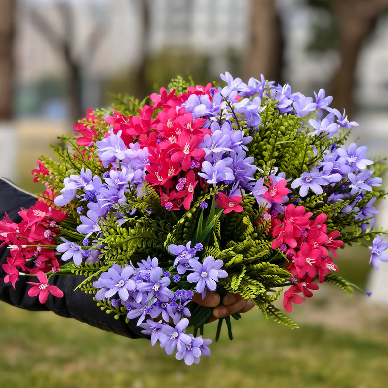 Bulk 24 Bundles 12" Artificial Plants and Flowers for Outdoors UV Resistant Flowers Wholesale