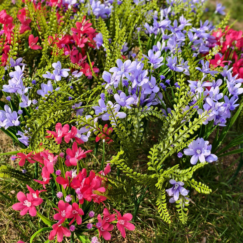 Bulk 24 Bundles 12" Artificial Plants and Flowers for Outdoors UV Resistant Flowers Wholesale