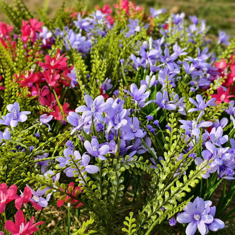 Bulk 24 Bundles 12" Artificial Plants and Flowers for Outdoors UV Resistant Flowers Wholesale